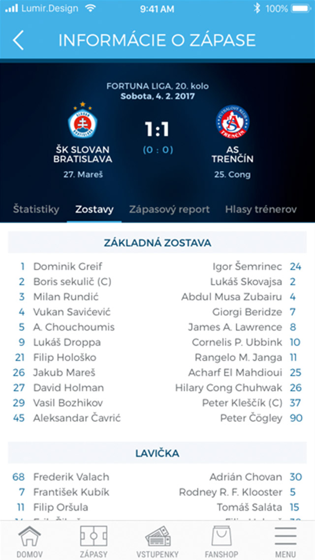 ŠK Slovan aplikácia